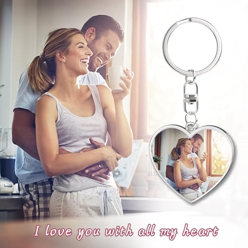 Double Sided Custom Keychain With Picture Alloy Color Printing Personalized Photo Keychain Customizable Text Gifts - color: A-heart