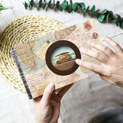 Holoary Photo Album 4x6, Picture Album Holds 50 Horizontal Photos, Memo Writing Area for Each Pocket, Printing Cover Small Photo Book with Front Window, Small Photo Album for Travel Vacation Adventure - size: 50 Pockets