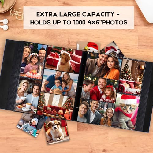 Extra Large Capacity 4x6 Photo Album, Holds 1000 Photos, Blue - color: Blue