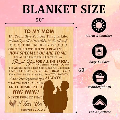 to My Mom Blanket, I Love You Mom Throw Blanket, Soft Flannel Blanket for Mother's Day, Christmas, Valentines, Birthday Gift & Bed, Couch, Living Room Use 50x60 Inch - color: Mom-3