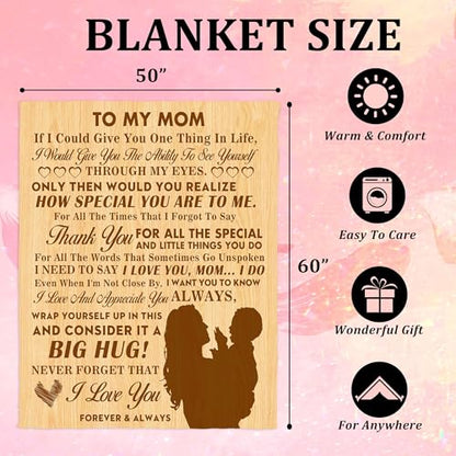 to My Mom Blanket, I Love You Mom Throw Blanket, Soft Flannel Blanket for Mother's Day, Christmas, Valentines, Birthday Gift & Bed, Couch, Living Room Use 50x60 Inch - color: Mom-3