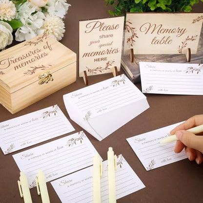 Share a Memory Cards Wooden Box for Celebration of Life Decoration - style: Classic Light Beige Set