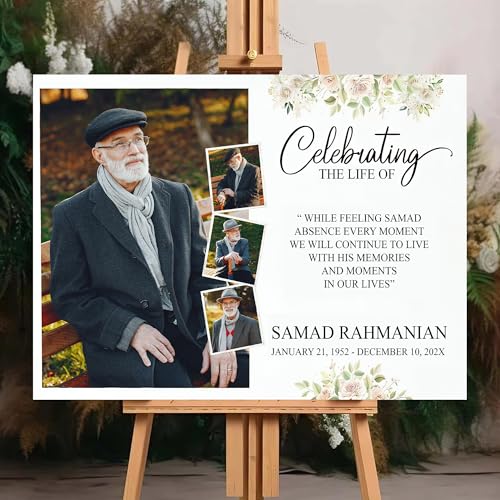 Custom Funeral Welcome Sign, Memorial Yard Sign, Celebration of Life Welcome Board, Personalized Remembrance Sign for Funeral Service - CCTC10 - color: Background #10