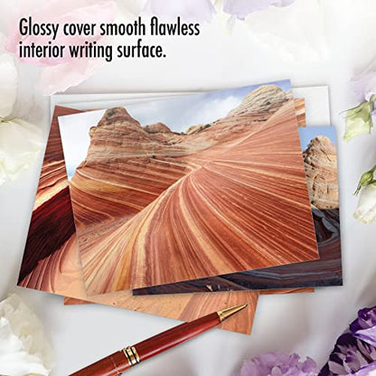 The Best Card Company - Box of 10 All Occasion Cards Blank (4 x 5.12 Inch) - Scenic Landscape Cards Assorted - Carved in Stone M1730BN - style: Carved in Stone