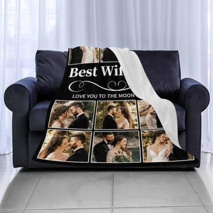 Newcos Customized Picture and Text Blankets Personalized 9 Photos Best Wife Ever Throw Blankets for Adult Father Mother Custom Gift Blanket for Birthday Christmas Valentines Meaningful Day - color: Pattern 11