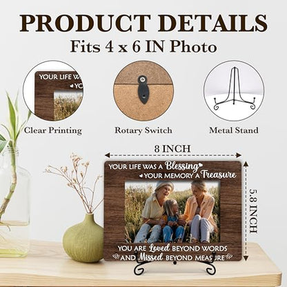 Gihyan Memorial Picture Frame, Your Life Was A Blessing Photo Frame, Sympathy Gift For Loss Of Mother Father, In Memory of Loved One Bereavement Gifts, Home Office Remembrance Frame With Stand -01