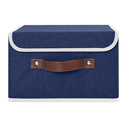 ANMINY Fabric Storage Box Bins with Lids, Blue, 10"x8"x7" - color: Blue, size: Small (Pack of 1)