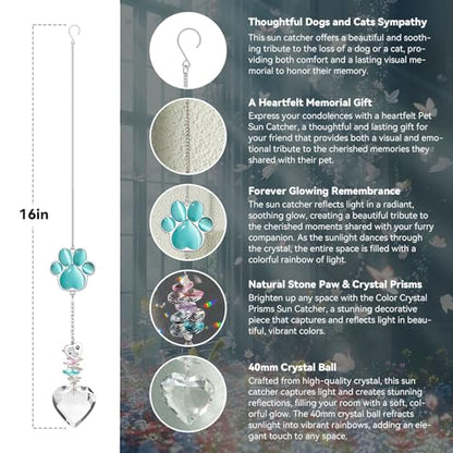 Dog Memorial Gifts for Loss of Dog, Pet Sympathy, Dog Memorial Suncatcher - color: Peacock Blue