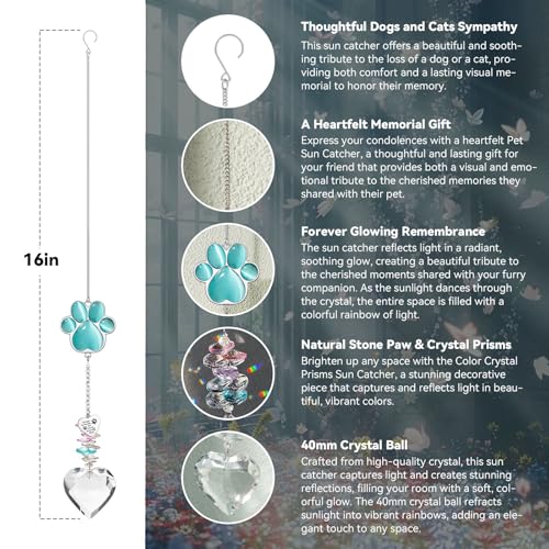 Dog Memorial Gifts for Loss of Dog, Pet Sympathy, Dog Memorial Suncatcher - color: Peacock Blue