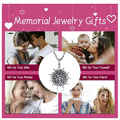 925 Sterling Silver Urn Necklace Ring Bracelet For Ashes Sunshine Cremation Keepsake Pendant Family Tree of Life Ashes Necklace Jewelry Locket Memorial Always in My Heart Memory Necklace Gift - style: Necklace