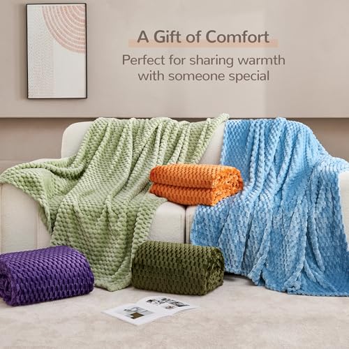 330GSM 3D Jacquard Queen Blanket for Bed, Olive Green, 90"x90" - color: Olive Green, size: Queen(90"x90")