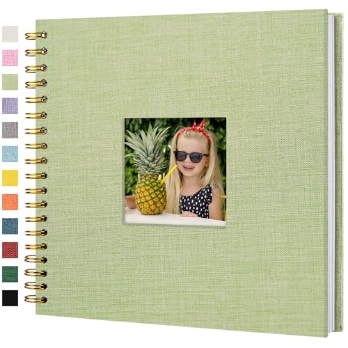 10"x10" Scrapbook Photo Album Linen Cover 20 Sheets 40 Pages White Paper - color: Grassgreen, size: 10 Inch 40 Pages