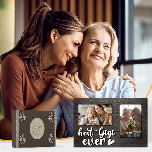 Gigi Gifts, Mothers Day Gigi Gift from Grandkids, 3D Photo Frame Hold 4x6 Inches Two Photos - Picture Frame Present for Grandparents Day - color: Gigi