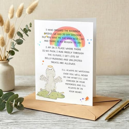 PTRUKD, Lost Pet Dog Sympathy Card, Rainbow Bridge Condolence Cards, Dog Bereavement Cards, Universal Condolence Card for Pet Loss, Funeral, Recovery, Thank You - color: PLOS-KM-138