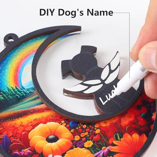 DIY Dog Angel Memorial Suncatcher with Sympathy Card,Rainbow Bridge Dog Memorial Gifts,Loss of Pet Sympathy Gift Dog,Dog Lovers Gifts for Women (2-Rainbow Bridge) - color: 2-rainbow Bridge