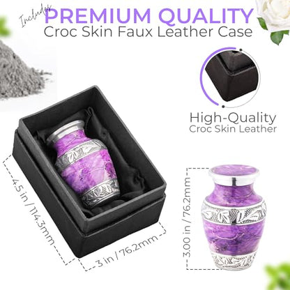Marbled Metal Keepsake Urn for Human Ashes, Mini 6 Cu in, Purple - color: Purple, size: Small (Set of 1)