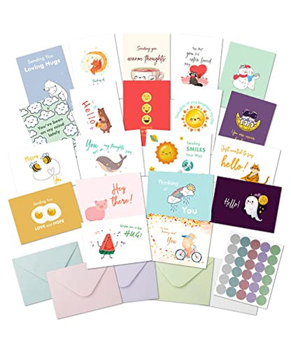 Mr. Pen- Thinking of You Cards with Envelopes, 20 Unique Design | Large 5”x7”, Thinking of You Card, Blank Inside, Greeting Cards Thinking of you, Encouragement Cards - color: Cheerful
