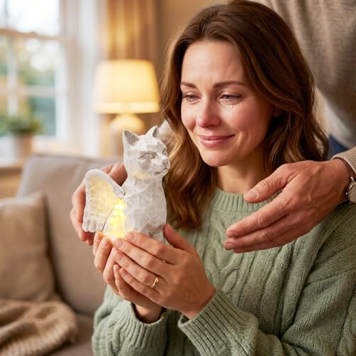 Solar Angel Cat with LED Lights, Cat Memorial Statue for Outdoor - color: Cat With Wings