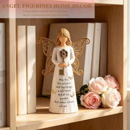 House Warming Gifts New Home, Guardian Angel Figurine with Key | New House Gifts Ideas for Women, First Time Home Buyer, New Apartment,Hand-Painted Angel Figurine for Party Decorations - style: Housewarming