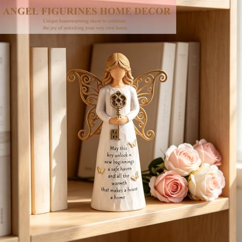House Warming Gifts New Home, Guardian Angel Figurine with Key | New House Gifts Ideas for Women, First Time Home Buyer, New Apartment,Hand-Painted Angel Figurine for Party Decorations - style: Housewarming