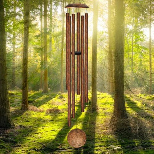 66" Extra Large Wind Chimes for Outside with Tree of Life Wind Catcher | 6 Thick and Bold Aluminum Tubes Deep Tone Relaxing Melody Wind Chime for Garden Patio Decor, Great Gift Idea for Mother's Day - color: Vintage With Life Tree Wind Catcher, size: 66"