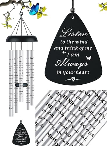 Sympathy Memorial Wind Chimes for Outside Loss of Loved One, Sympathy Gift Baskets Windchimes Outdoors in Memory of A Loved One, Grief Funeral Bereavement Memorial Gifts for Loss of Father Mother, 32" - size: 32 inch