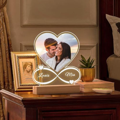 LOUISMIAA Custom Picture Frames,Personalized Photo Frame with Night Light,Customized Picture Frame,Personalized Anniversary Birthday Valentine's Day Gifts for Women Men Mom Dad Same Day Shiping - color: Style 0