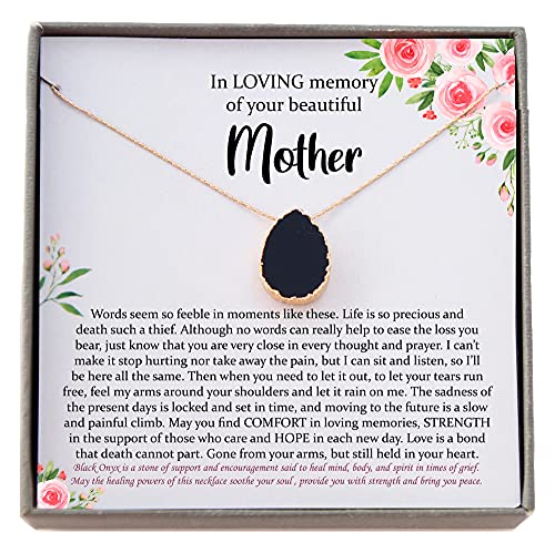 Be Wished Loss of a Mother Sympathy Gifts, Handmade Necklace with Meaningful Message, Ready to Give Jewelry - style: Black Onyx Necklace