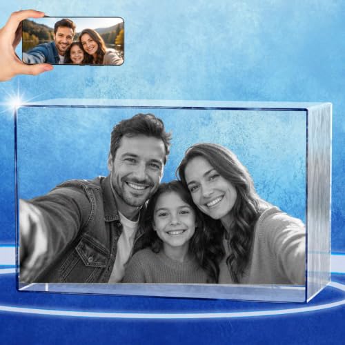 Personalized 3D Crystal Photo, Customized Laser Engraved Glass Picture Frame, Great Anniversary, Birthday, Christmas, Memorial Gifts for Women, Men, Dad, Mom (Landscape, X-Large) - color: Landscape, size: X-Large