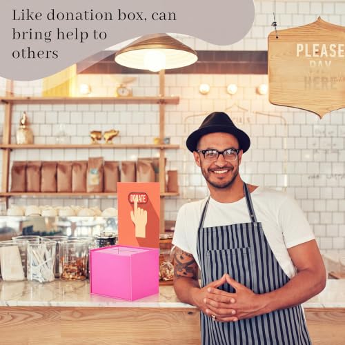 Bucherry Acrylic Donation Box with Slot, 6 x 5 x 5 Inches Ballot Suggestion Raffle Ticket Box with Sign for Fundraising, Raffle, Collecting, Donating, Voting(Hot Pink,3 Pcs) - color: Hot Pink