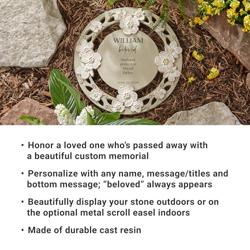 Let's Make Memories Personalized Memorial Garden Stone - Loved By All - Floral - Sympathy - style: Loved By All