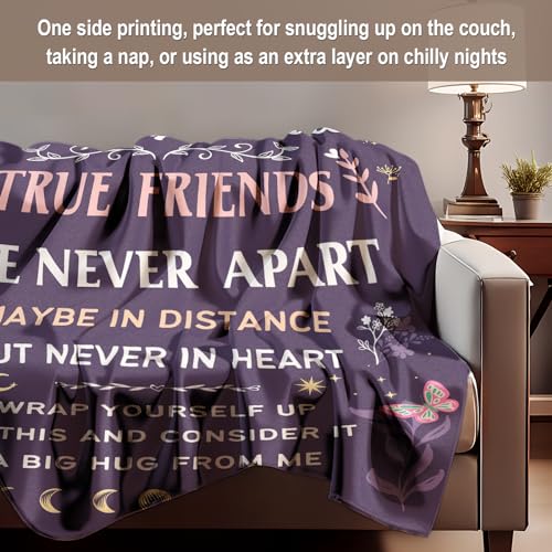 Best Friend Blanket Gifts on Christmas, Friendship Blanket Gifts for Women, Work Bestie, BFF, Soul Sister, for Women Friends on Mothers Day, Birthday, Xmas, to My Friend Throw Blanket, 60"x50" - color: Purple
