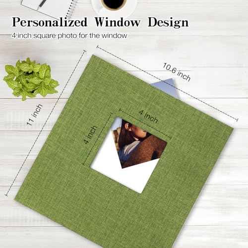 potricher Self Adhesive Photo Album 40 Pages, Linen cover, Green | Photo Album Self Adhesive 4x6 5x7 8x10 Pictures, Linen Cover DIY Scrapbook Albums for Family, Wedding, Baby, Anniversary - color: Green, size: 11x10.6 Inches 40 Pages