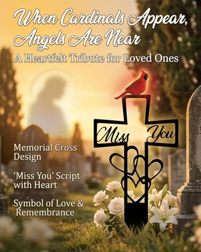 2PCS Metal Cemetery Memorial Plaque for Remembrance Cross with Cardinal Grave Blankets Marker Plaques Baptismal 6"X12" Vietnam Veteran Markers Humans Miss You Script Offerin Outdoors Garden Decor
