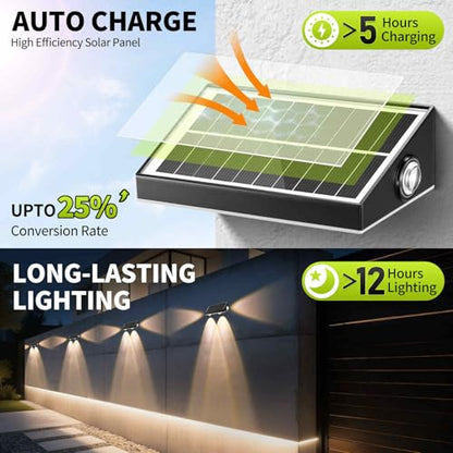 6 Pack 3-Way Solar Fence Lights Outdoor Warm White Cool White | 3-way Solar Deck Lights, Fence Light, 3CCT, IP65 Waterproof, for Outside Stairs Backyard