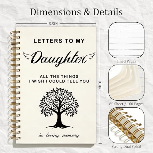 FTKBGHY Memorial Gifts for Loss of Daughter Grief Journal Notebook, Sympathy Notebooks Gifts for Loss of Loved One, Bereavement Gift, Letters to My Daughter Journal, 5.5x8.3 Inch - color: Colour-4