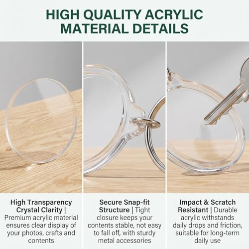 25 Pack Clear Blank Acrylic Photo Insert Picture Frame Keyring Key Chains Keychains Insert Personalised Custom Keychains with Split Ring for Family & Friends Gifts DIY Craft