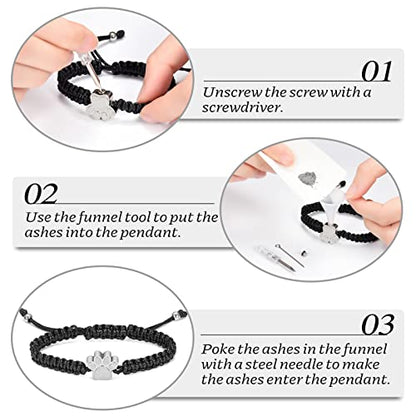 constantlife Cremation Bracelet for Ashes Stainless Steel Paw Print Urn Jewelry Braided Rope Adjustable Bangle Keepsake Pet Dog Cat Ash Holder Memorial Gift for Women Men - color: Customize Photo