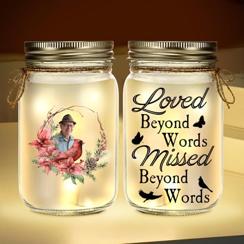 I Am Always with You - Personalized Photo Mason Jar Light for Daughter, Mom, Memorial Gift for Loss of Loved One - color: Custom Memorial Style 02