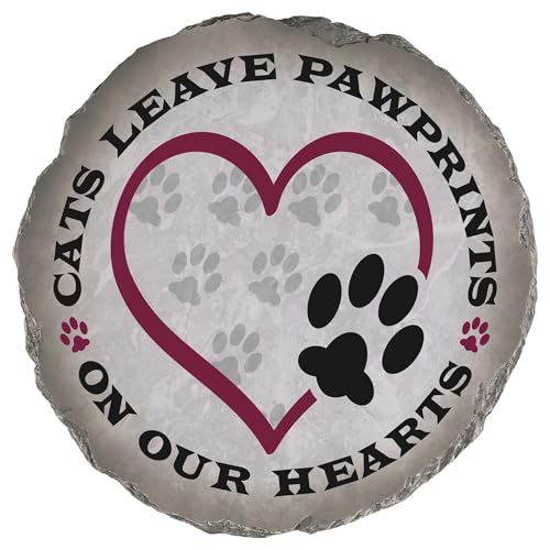 Magnolia Garden 10-Inch Cats Leave Pawprints On Our Hearts Decorative Stepping Stone – Feline Memorial Resin Garden Tile – Cat Sympathy & Bereavement Outdoor Accent - size: 10 x 10 x 0.63, style: Cats Leave Pawprints On Our