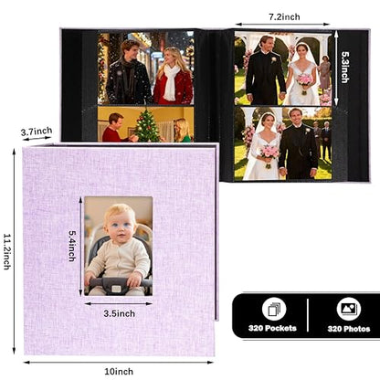 Aevdor 5x7 Photo Album, Holds 320 Photos, Linen Cover, Purple | Fits 5x7 Photos, Postcards & Artwork, Family & Wedding Albums, Baby & Travel Memories - color: Purple