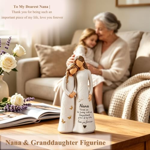 NAN ZAI NAN FANG Gifts for Nana, Gigi Birthday Gifts from Granddaughter | 5.5" Resin Hand-Painted Angel Figurine, Sentimental Nana Gigi Gift for Mother's Day,Birthday,Christmas,Grandparents Day - style: NaNa