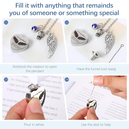 Ecation 18 Pcs Small Cremation Urns and Ashes Necklace Set, Blue - color: Blue