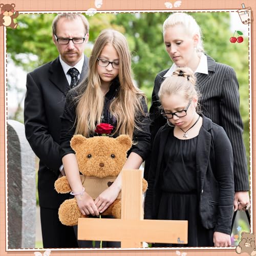 Kenning Cremation Keepsake Urn for Ashes Set, Memorial Bear with Mini Urn & Spoon, Acrylic Heart Memorial Plaque, Angel Wing Bracelet, Sympathy Bereavement Gift for Loss of Loved One or Pet (Brown) - size: Brown