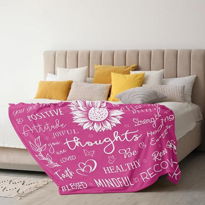 Xutapy Get Well Soon Gifts for Women After Surgery, Hug Blanket 60’’X50’’ | Inspirational/Relaxation Gifts, Spiritual/Motivational/Chemotherapy Must Haves for Women, Breast Cancer Gifts for Women - color: Pink