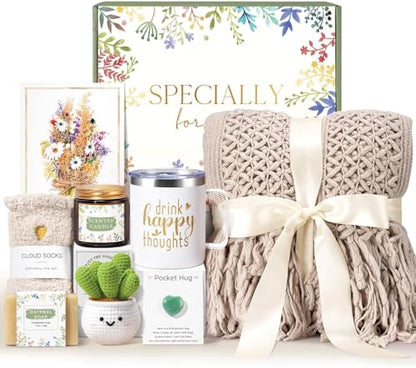Get Well Soon Gifts for Women, Birthday Gifts for Women Care Package, Sympathy Gift Baskets Spa Gift Thinking of You Inspirational for Mom Her Sister Wife Girlfriend Grandma - color: Khaki