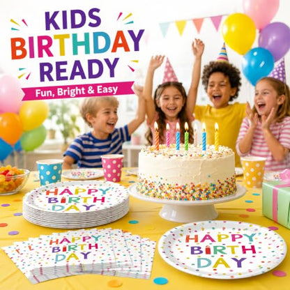40 Pcs Birthday Plates and Napkins Set, Large 9 Inch Party Plates - color: Birthday