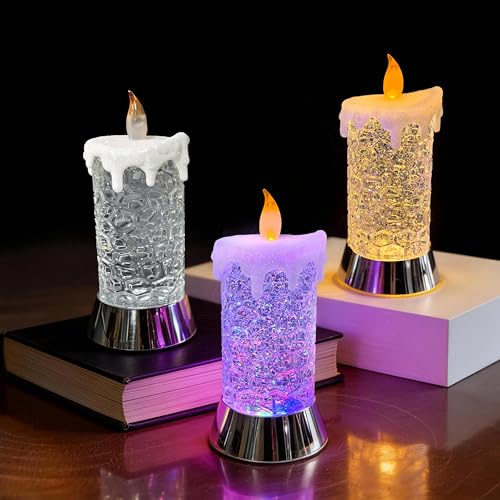 8.65" Lighted Acrylic Flameless LED Candles Swirling Glitter Globe - size: 8.65" Flameless Candles Figurine