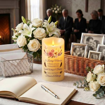 Homemory 4x7 Flameless Memorial Candle Sympathy Gifts for Loss of Loved One - color: Always in Our Hearts