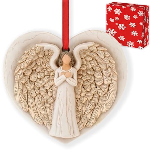 3D Angel Wings Figurines Ornaments for Christmas Tree - Memorial Ornaments for Loss of Loved One - Christmas in Heaven Sympathy Gifts for Guardian Angel - style: Angel